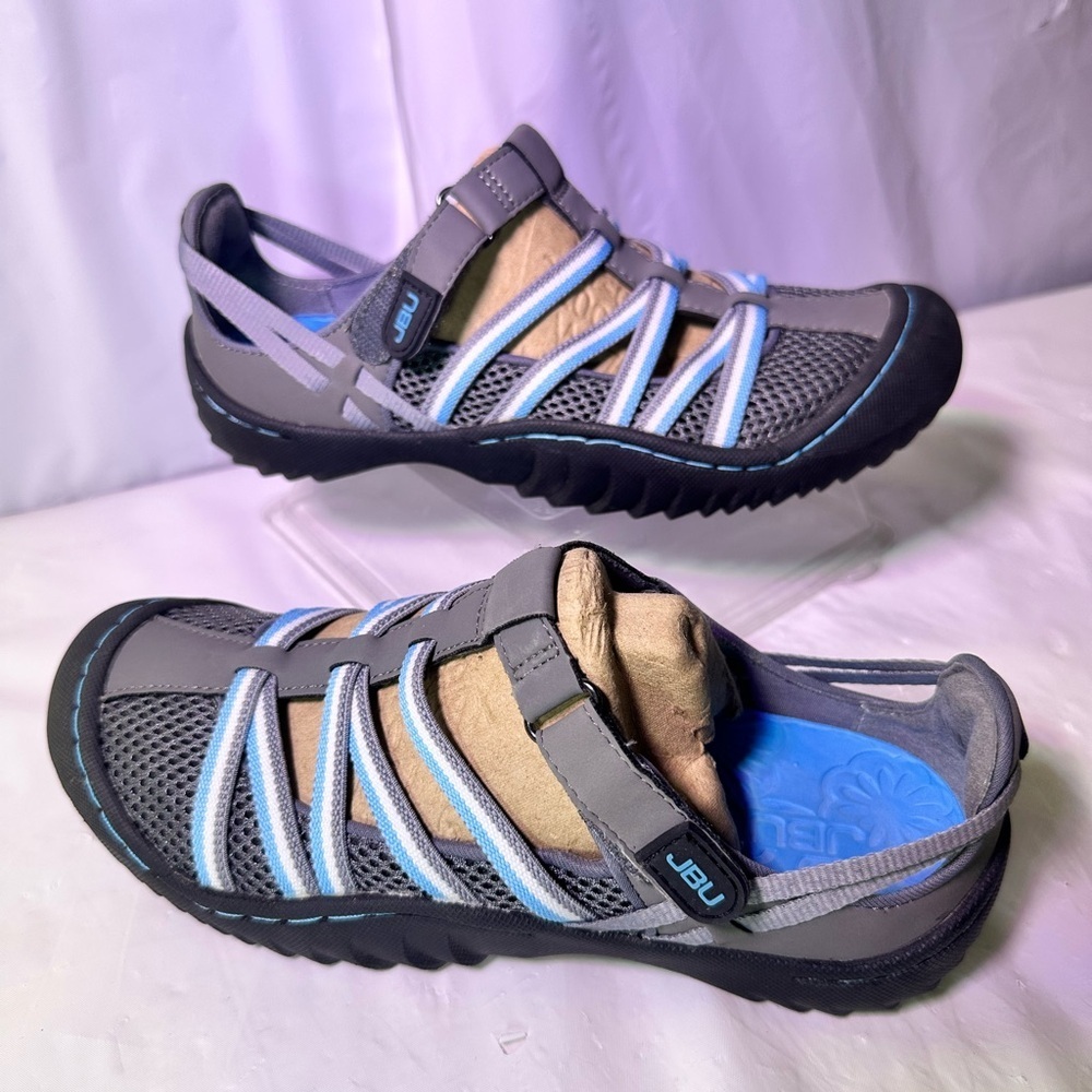 JBU Gray and Blue Mesh Strap Shoes